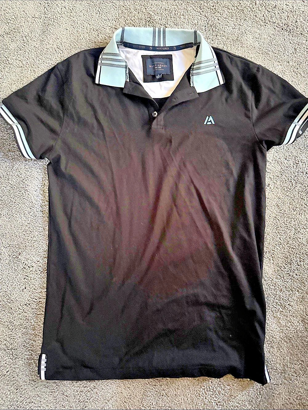 Marc Asher Striped Polo in Black & Green Size Small Like New